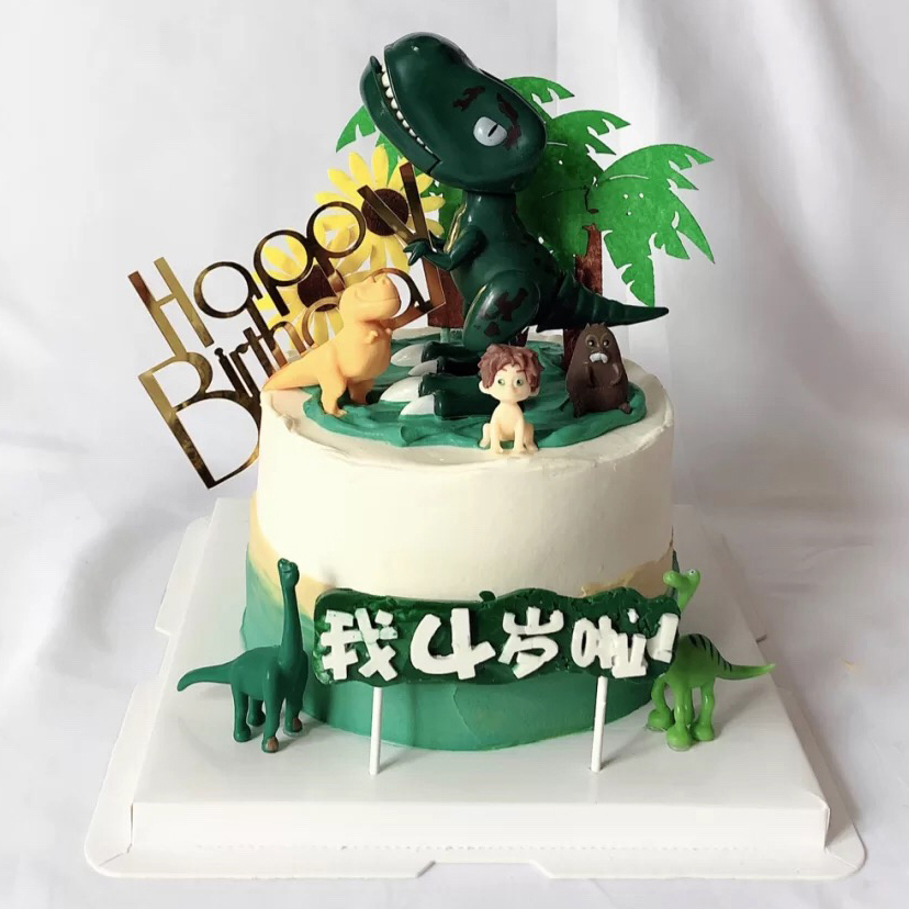 网红恐龙烘焙蛋糕装饰品霸王龙男孩生日周岁儿童派对甜品台插件 - 图2