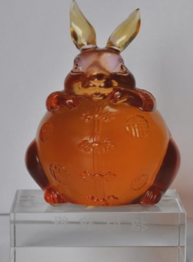 冲五钻 特价打折 古法琉璃摆件 正品YL琉璃 A-122 玉兔添福