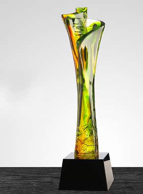 高档古法琉璃庆典员工奖杯