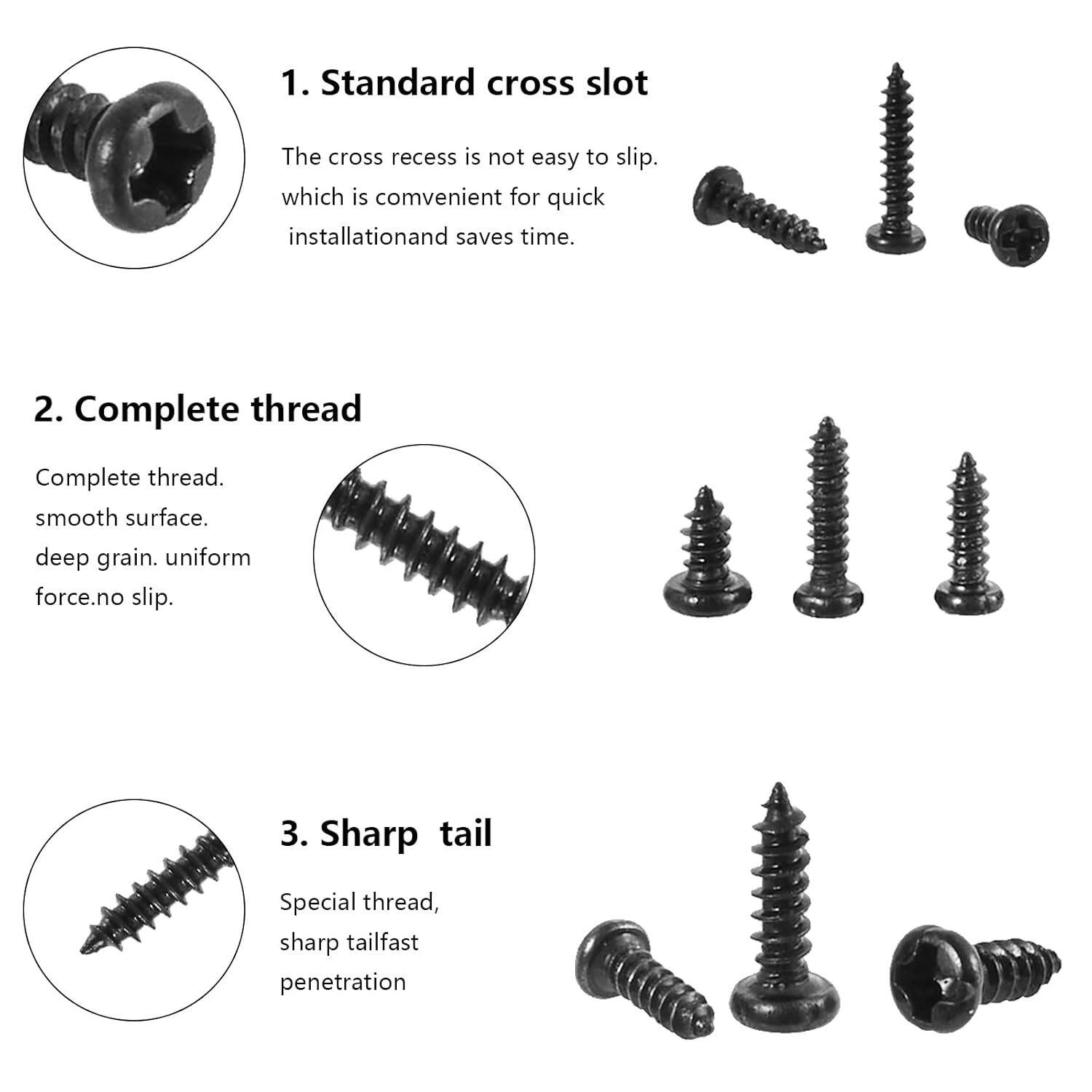1000pcs boxed PA round head cross self-tapping screws glasses watch repair micro electronic small screw kit