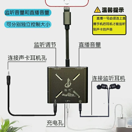 畅吧 直播一号声卡转换器电脑内置外置适用于苹果安卓手机1号充电 - 图1