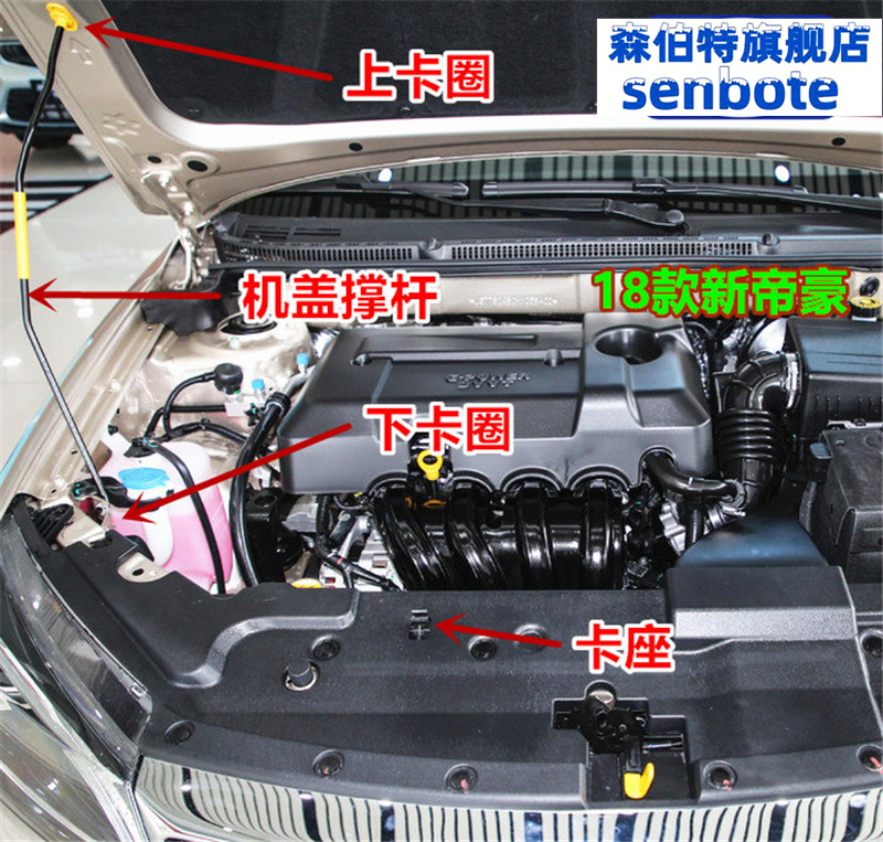 适用吉利远景S1 18款新帝豪帝豪EC7机盖撑杆卡扣子卡圈卡座支架-图2