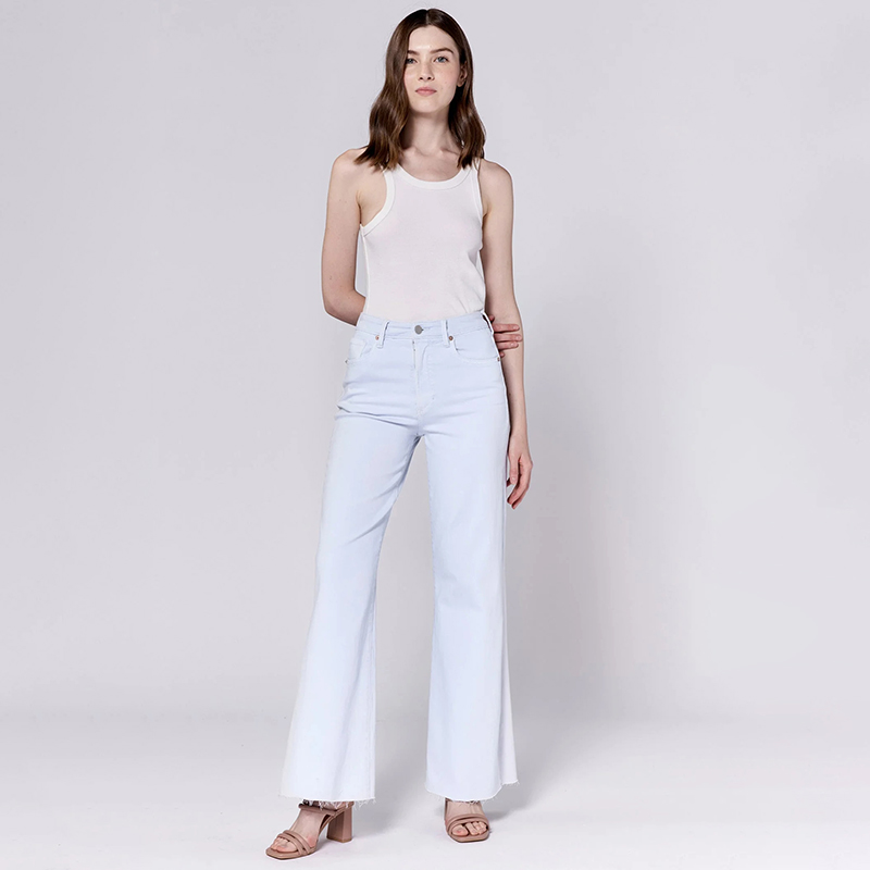 美式丹宁DJ 女款 成衣洗染高腰剪边阔腿牛仔裤 多色 D242 - 图3