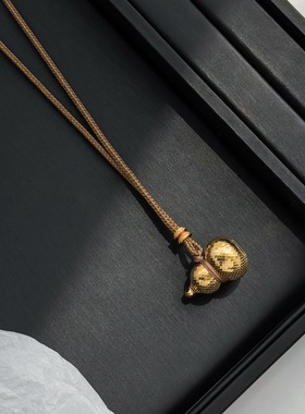 重工龙鳞纹实心葫芦新中式项链