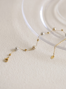 清冷感满天星茶灰色珍珠手链小众温柔时尚气质礼物不掉色