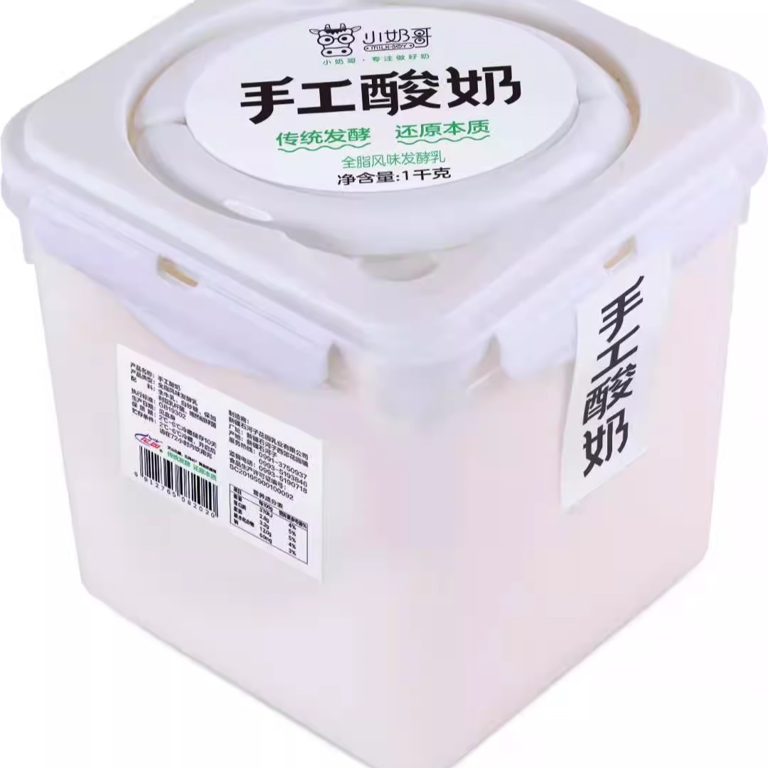 新疆花园手工酸奶桶装1KG*1罐低温风味发酵乳可做水果捞沙拉大桶 - 图0