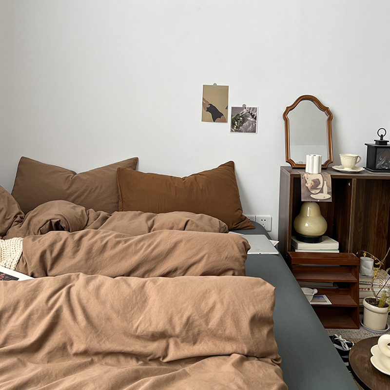 ins四件套纯棉床上用品被套全棉被罩床单学生单人宿舍三件套床笠4 - 图3