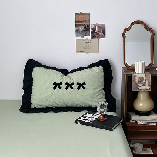 法式花边少女风枕套48*74cm水洗棉枕头套枕芯套装单人枕芯套枕皮