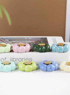 陶瓷旋转花朵底座转转小玩具云朵装饰品小摆件转转配件带轴承批发