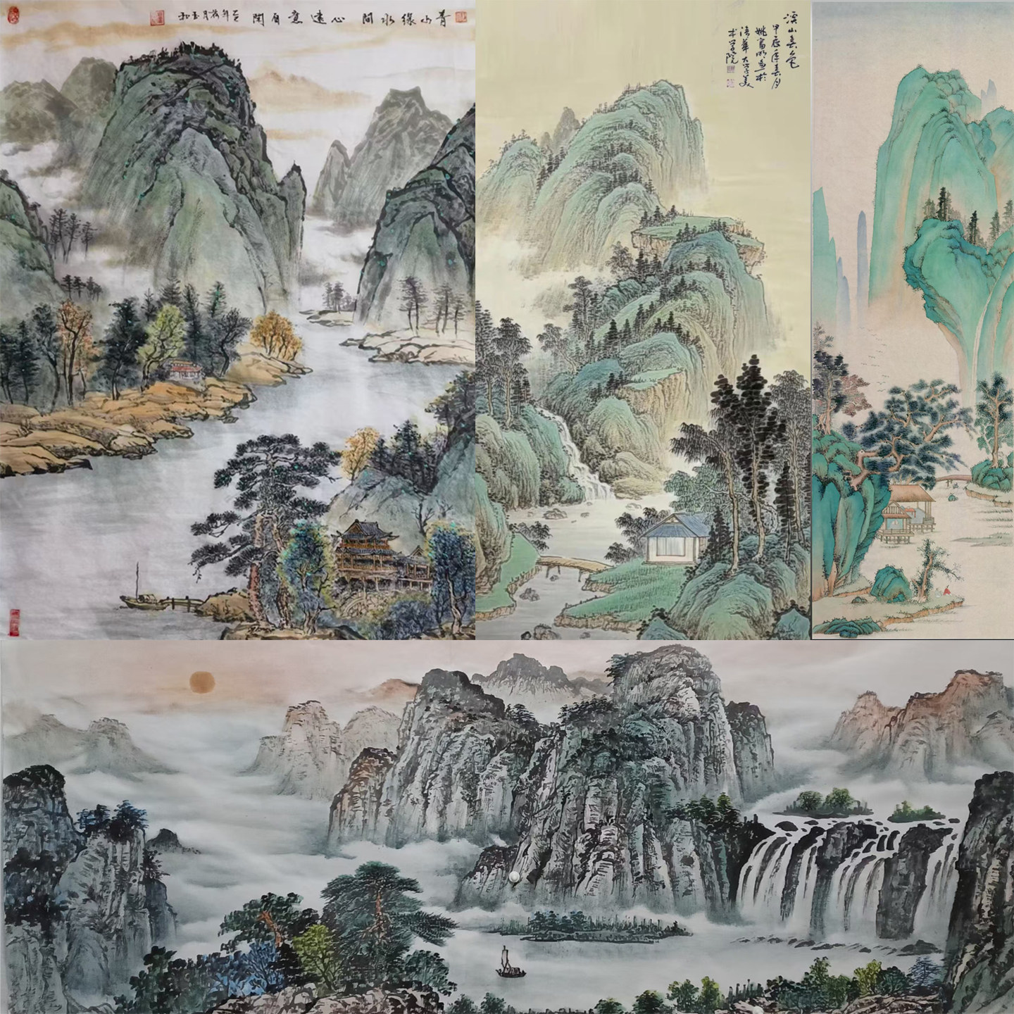 国画私人订制临摹代画纯手绘山水牡丹花鸟人物书法客厅风水装饰画
