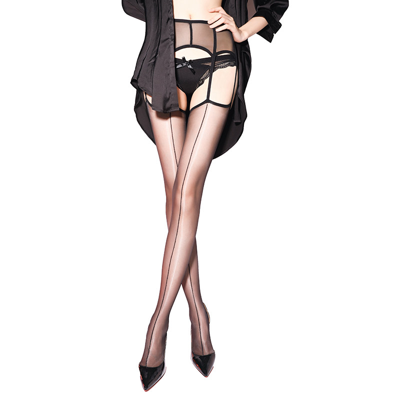 法式六吊带一体式长统丝袜前后竖线5D超薄丝滑油亮性感虾线高筒袜,淘宝优惠券,粉丝福利购,淘宝优惠卷