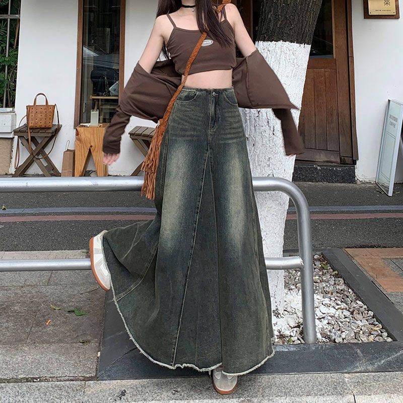 2-300斤加肥加大胖mm大码复古牛仔半身裙女高腰中长a字包臀鱼尾裙,淘宝优惠券,粉丝福利购,淘宝优惠卷