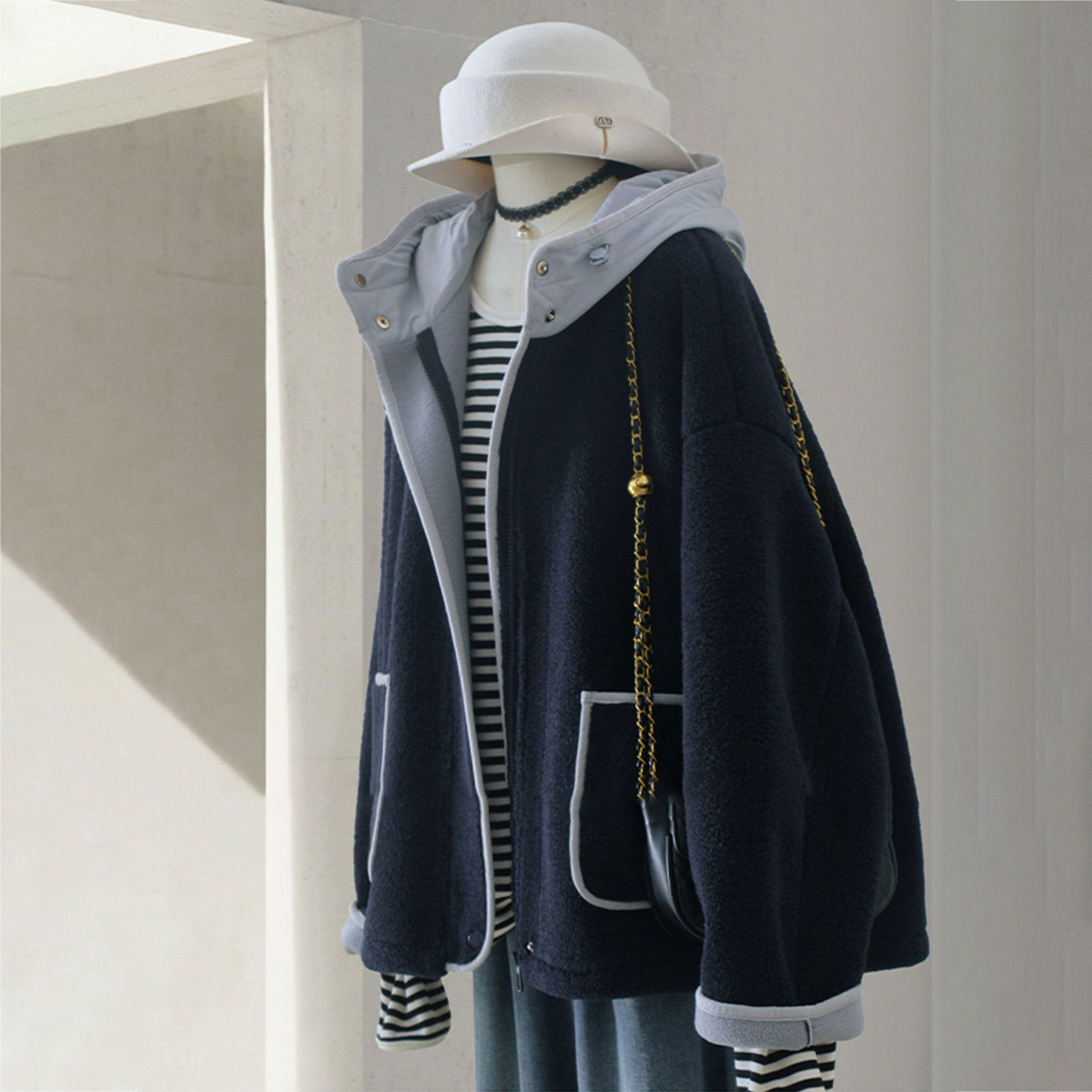 特大码女装胖mm撞色拼接连帽棉服女冬季宽松遮肉复古通勤棉衣外套,淘宝优惠券,粉丝福利购,淘宝优惠卷