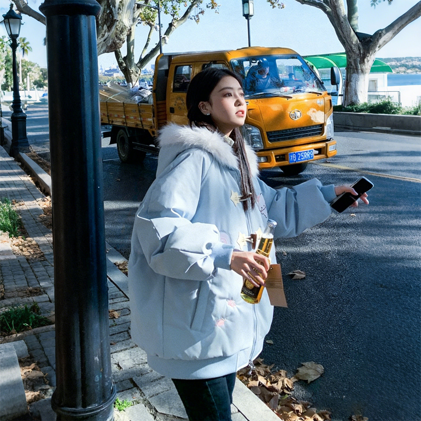 300斤特大码女装胖mm卡通刺绣连帽棉服女冬季设计感宽松棉袄外套,淘宝优惠券,粉丝福利购,淘宝优惠卷