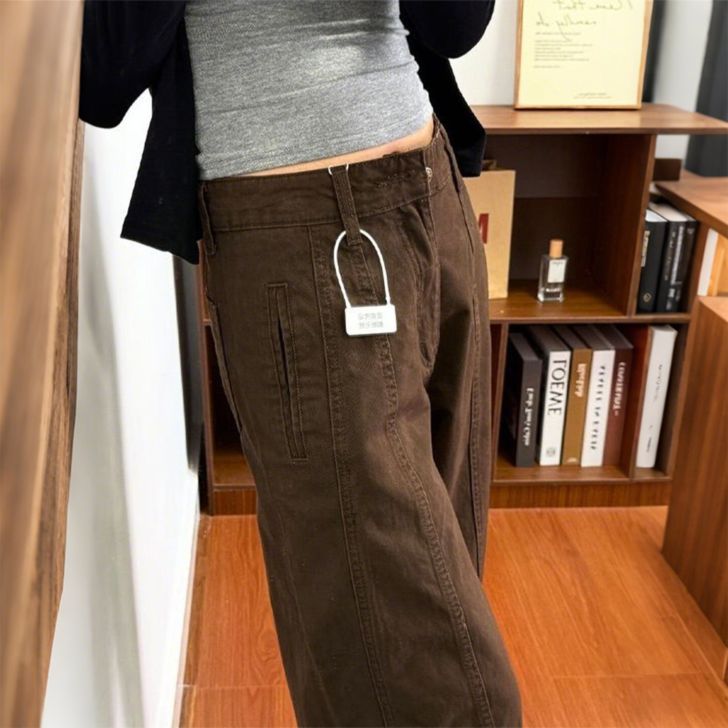 特大码女装胖mm美式风阔腿牛仔裤女咖色宽松高腰显瘦百搭复古长裤,淘宝优惠券,粉丝福利购,淘宝优惠卷