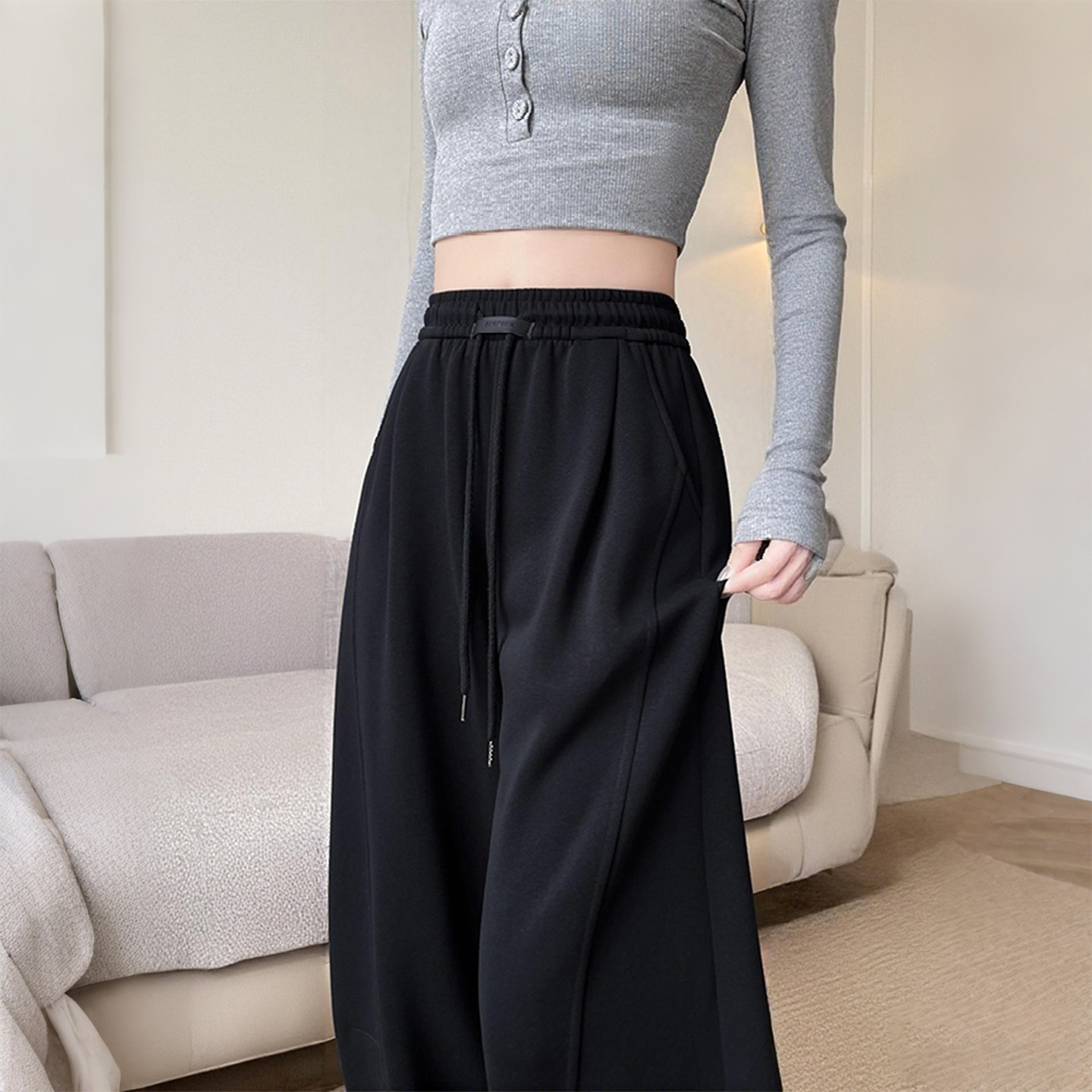 300斤大码女装胖mm黑色弯刀休闲裤女宽松阔腿香蕉裤显瘦运动裤潮,淘宝优惠券,粉丝福利购,淘宝优惠卷