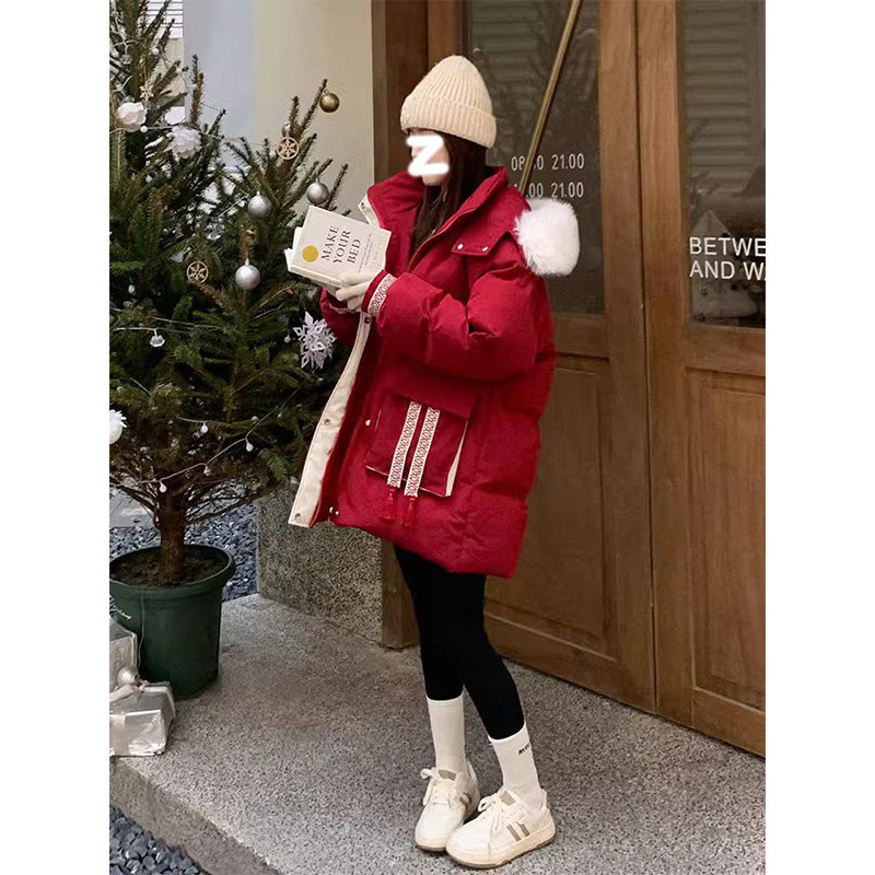 300斤胖mm大码女装大毛领新年红棉服女加厚保暖流行洋气棉袄外套,淘宝优惠券,粉丝福利购,淘宝优惠卷