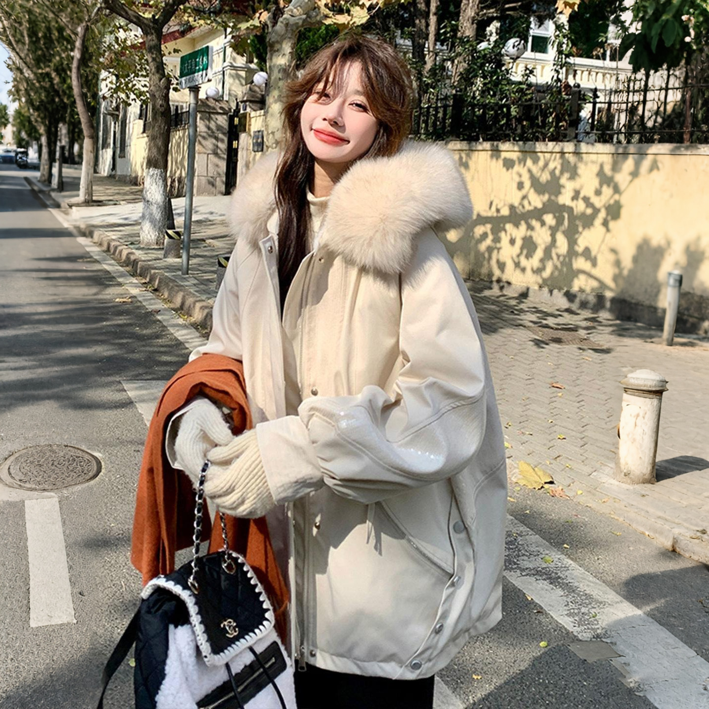 特大码女装胖mm时尚设计感毛领派克棉服女宽松加厚保暖棉衣外套潮,淘宝优惠券,粉丝福利购,淘宝优惠卷