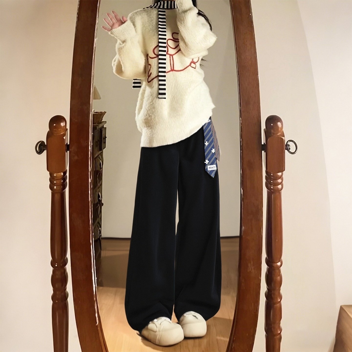 特大码女装胖mm通勤风黑色高腰阔腿裤女高腰显瘦设计感垂坠感裤子,淘宝优惠券,粉丝福利购,淘宝优惠卷