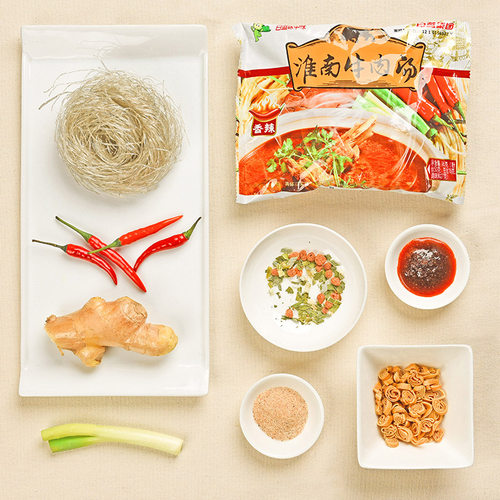 白蓝正宗淮南牛肉汤24袋整箱方便速食红薯粉丝汤安徽特产原味香辣 - 图1