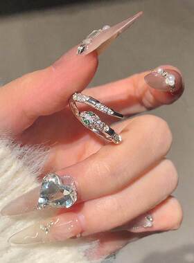 新款闪锆缠绕小银蛇开口戒高级感