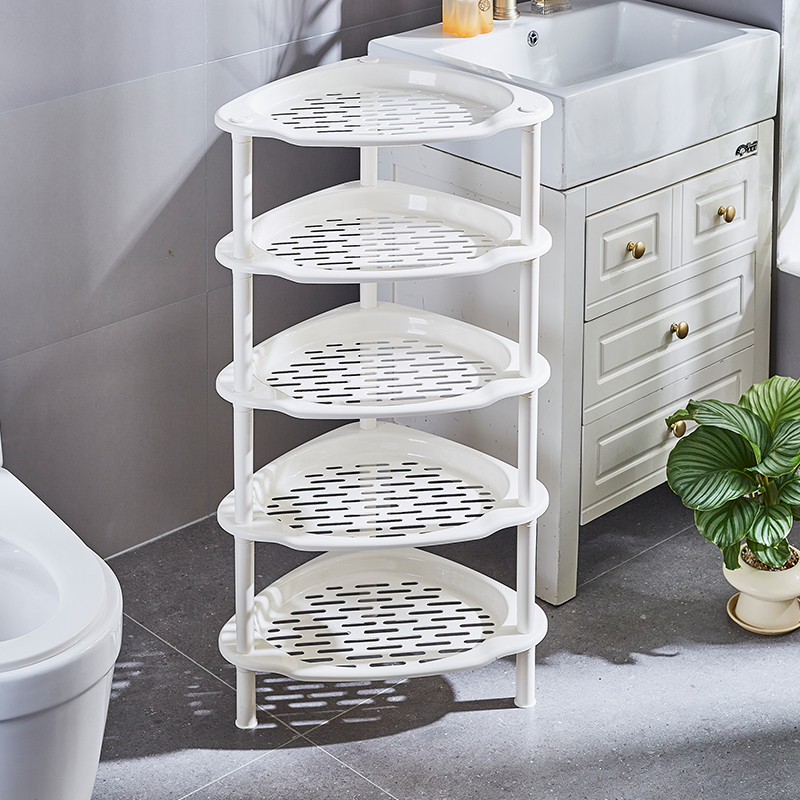 浴室三角架塑料防水洗脸盆架子卫生间放盆桶置物架转角收纳落地式 - 图1