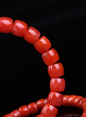 天然南红玛瑙手链满色满肉柿子红