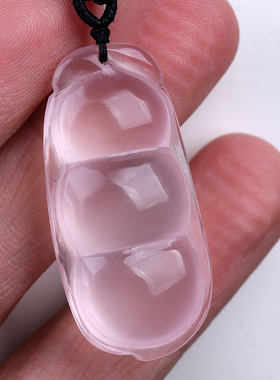 天然粉水晶四季平吊坠只此一件