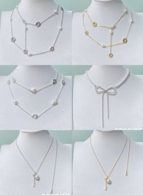 丽贝丽影韩新款时尚百搭简约彩色锆石项链女款百搭高级感锁骨链