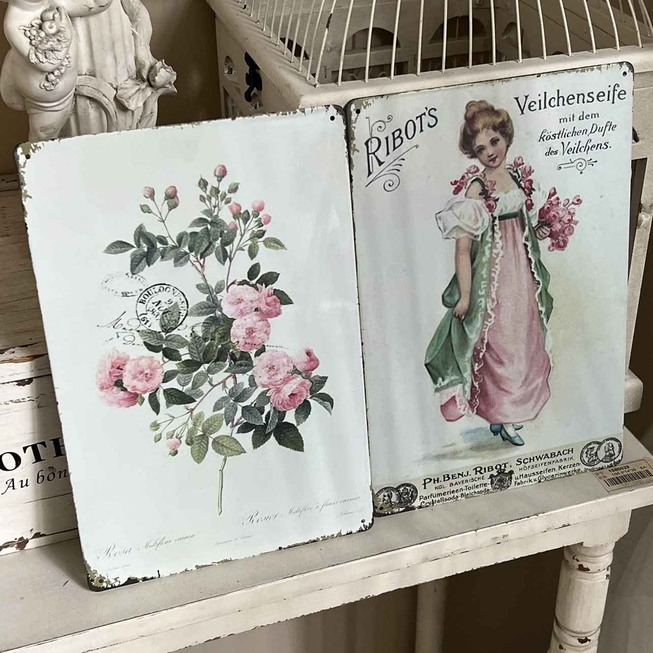 4张包邮复古做旧天使花朵玫瑰铁皮画花园墙面装饰画拍摄背景 多款,淘宝优惠券,粉丝福利购,淘宝优惠卷