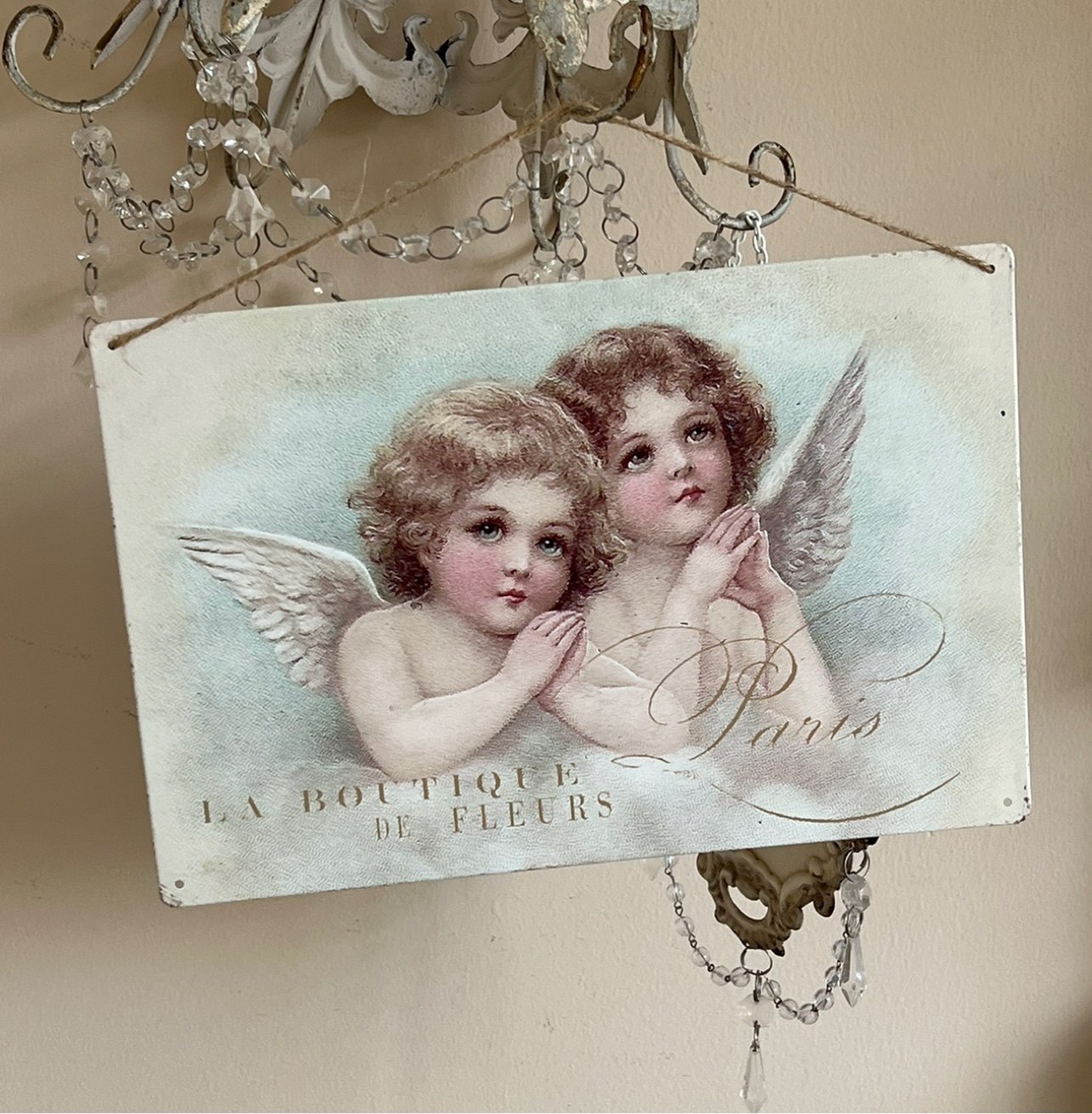 4张包邮复古做旧天使花朵玫瑰铁皮画花园墙面装饰画拍摄背景 多款,淘宝优惠券,粉丝福利购,淘宝优惠卷