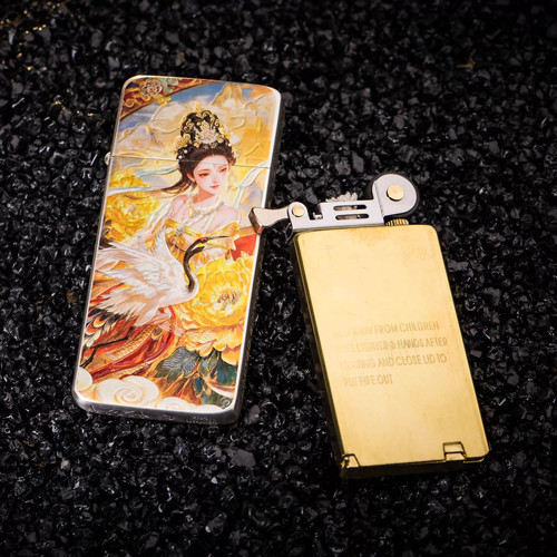佐罗超薄卡片式仙鹤神女防风打火机底部密封创意个性网红国潮礼物 - 图2