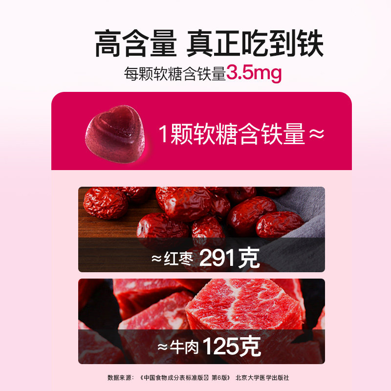 斯利安富铁软糖成人夹心孕妇孕期哺乳期铁剂富含铁元素女性45粒