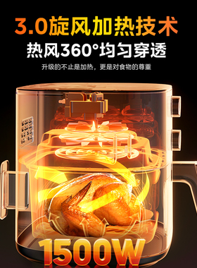 美的空气炸锅2026新款免翻面可视家用6L电炸锅烤箱二合一体大容量