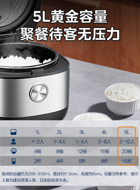 美的银钻抗菌内胆5升电饭煲