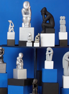 现货希腊多色思考者手工陶土摆件