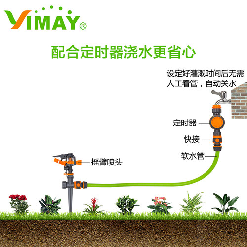 4分外螺纹360度自动旋转可控角园林草坪农业灌溉农用摇臂水鸟喷头 - 图2