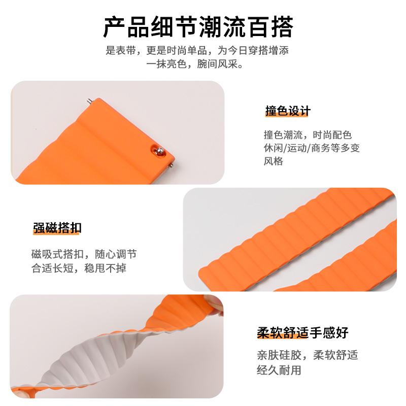 适用于oppowatchx2手表x表带x2Mini硅胶磁吸回环一加手表2腕带新款全智能OnePlusWatch2/3男女2R高级替换带夏 - 图1