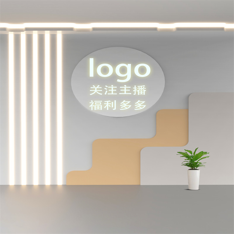 简约线条发光背景墙网红直播间装饰男女装奢侈品带货高清立体墙布