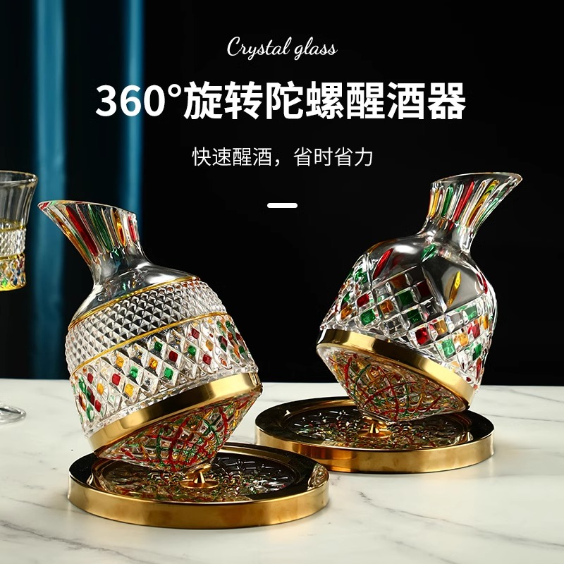 欧式纯手工彩绘描绘高档醒酒器水晶玻璃红酒杯套装高颜值葡萄酒杯 - 图1