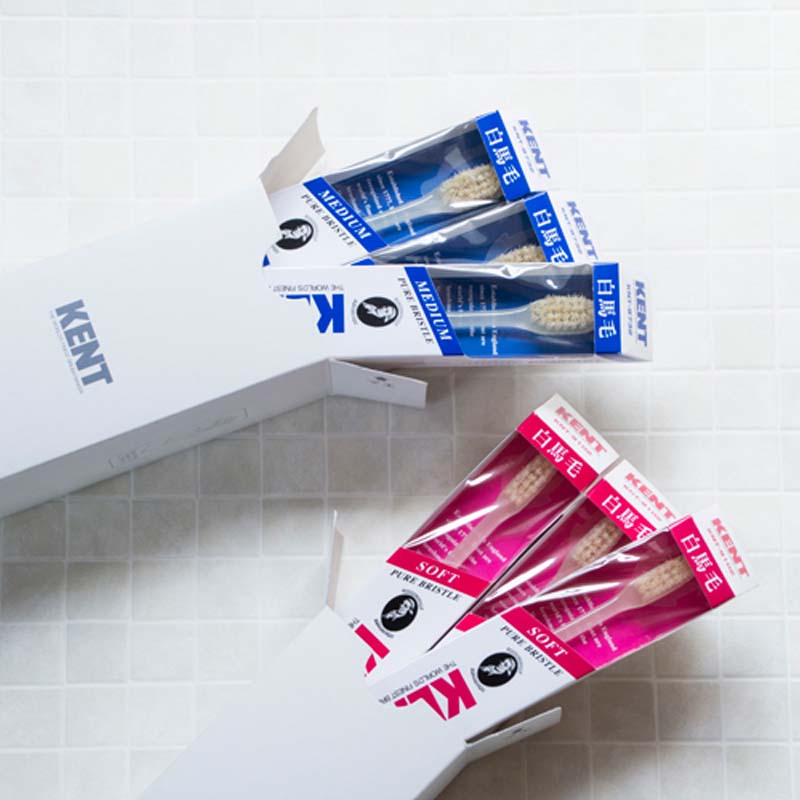 日本KENT马毛牙刷豚毛牙刷中毛软毛牙刷天然白马毛牙刷牙齿清洁 - 图0