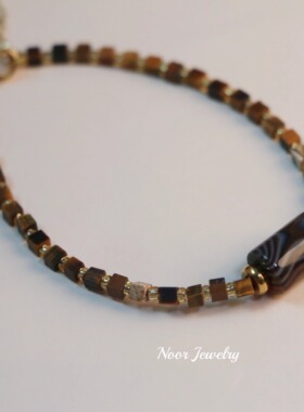 [天然虎眼石玛瑙-琥珀松林]全网DU家原创款串珠链