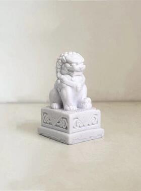 石狮子一对看门镇宅家门口摆件新年红绣球神兽乔迁之喜装饰品