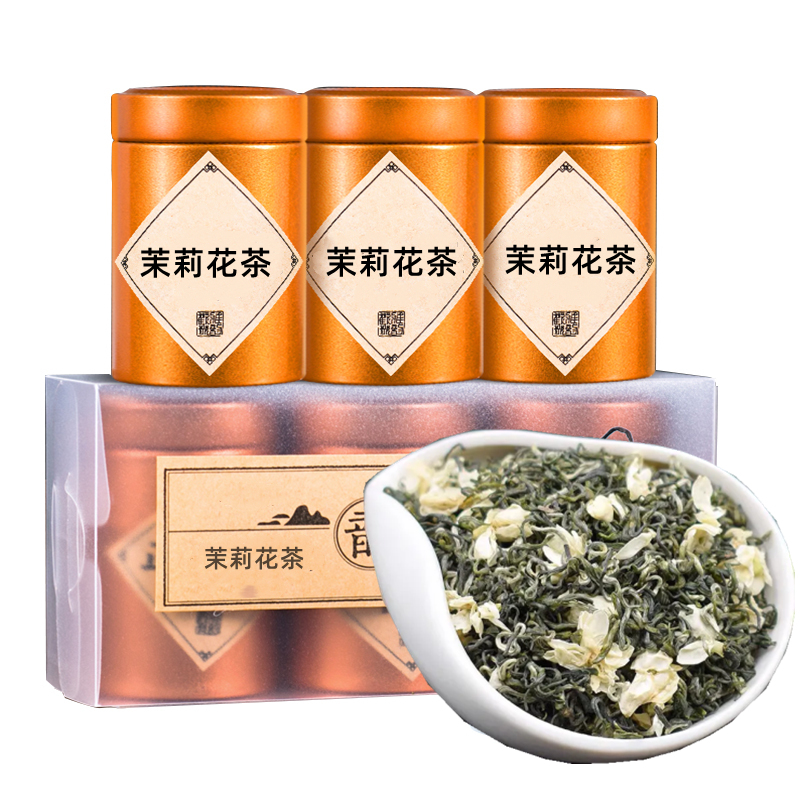 茉莉花茶浓香型花茶一份3罐装精美盒装花茶茶叶-图2