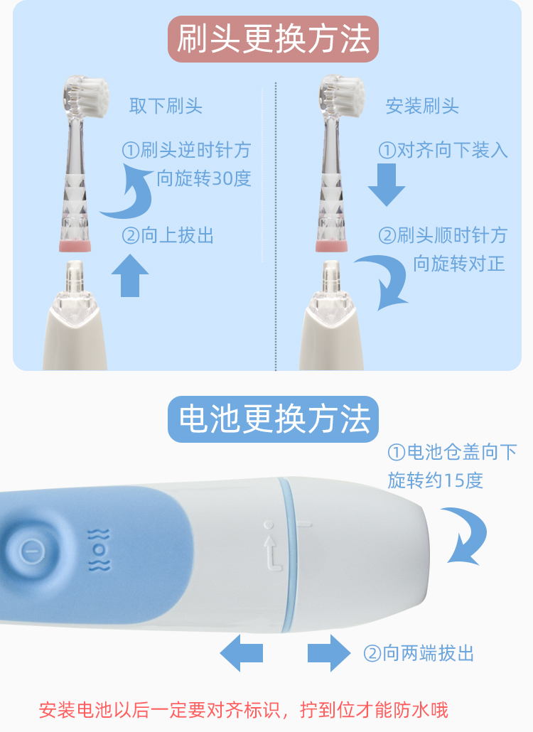 日本babysmile婴儿儿童电动牙刷宝宝软毛替换刷头baby smile发光-图2