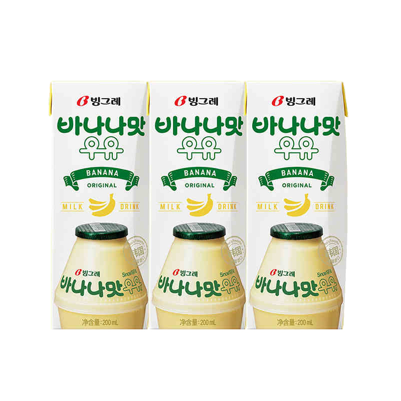 韩国进口Binggrae宾格瑞牛奶草莓香蕉200ml*6盒含乳饮料网红饮品-图3