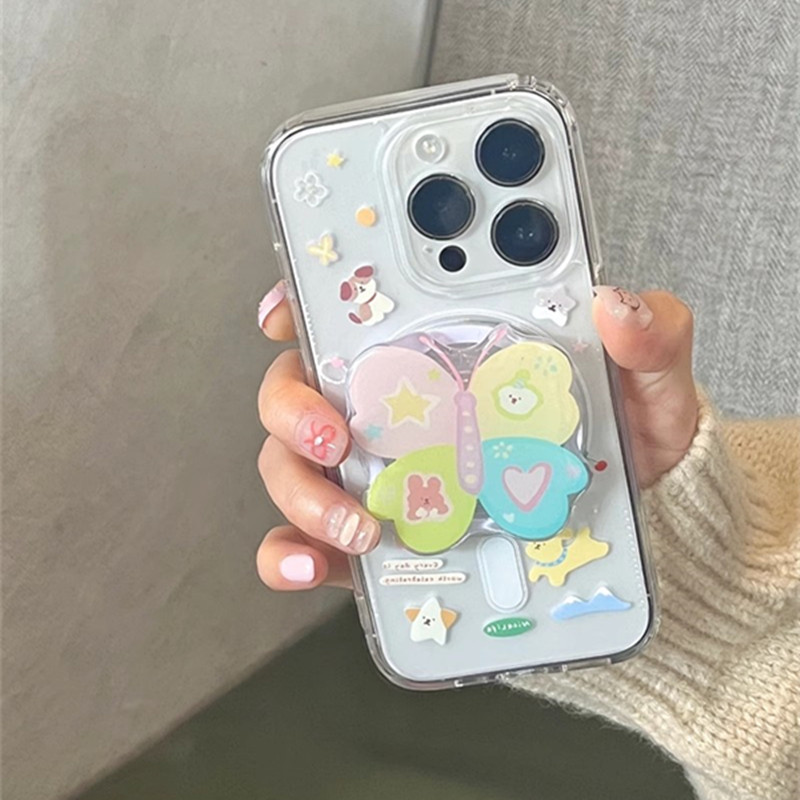 适用三星s25s24s23s22s21U手机壳note10+小狗蝴蝶s20fe磁吸支架s8s9网红超火s10卡通可爱少女A53a72A55a42A71 - 图1