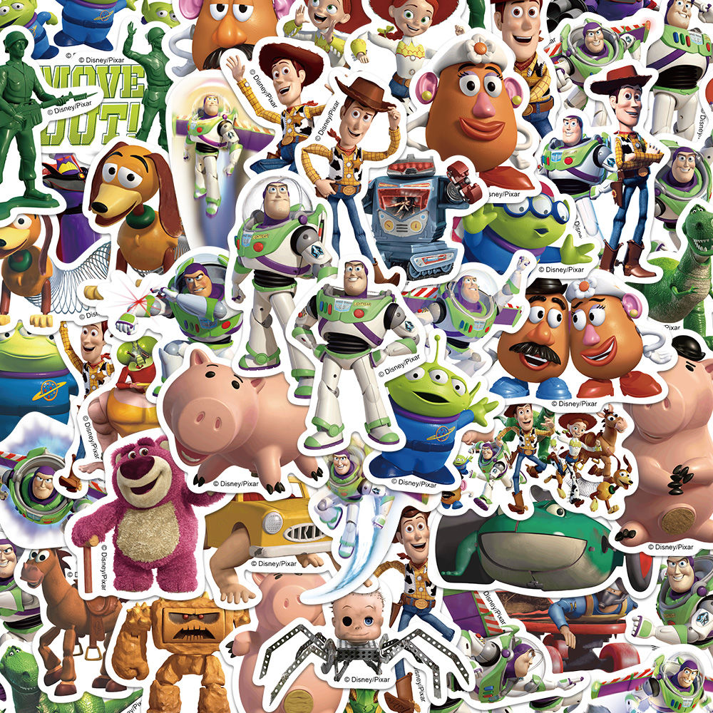 50张迪士尼3D玩具总动员贴纸卡通可爱手账笔记本水杯装饰防水贴画-图0