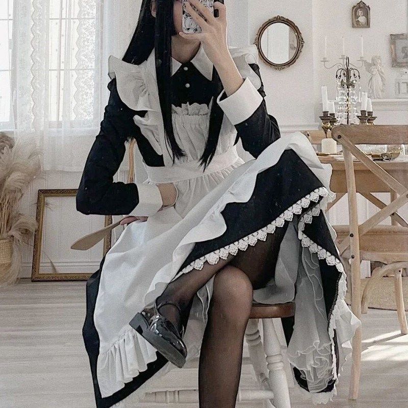 女仆装大码长款男穿女装大佬洛丽塔动漫COS女佣服Cosplay女装欧版_虎窝淘