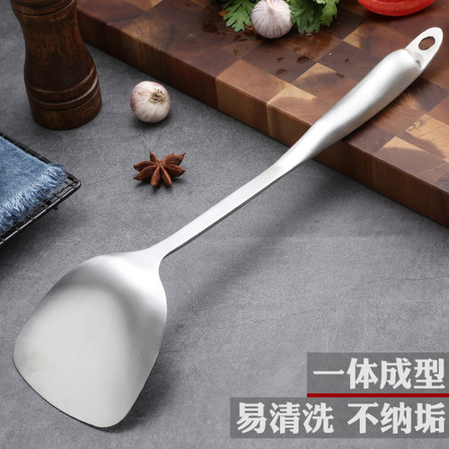 304不锈钢锅铲家用厨房炒菜铲子煎铲汤勺炒勺长柄铁厨具套装单个 - 图0